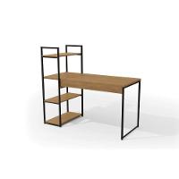 Mesa Canto p/Escritório Industrial LI010 c/ 3 Prateleiras Freijo/Preto - Kappesberg - 1