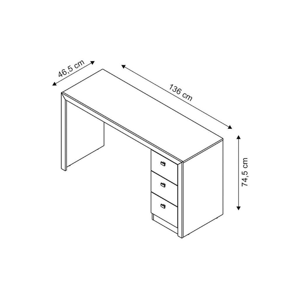 Mesa de Computador ME4102 c/ 3 Gavetas Branco - Tecno Mobili - 2