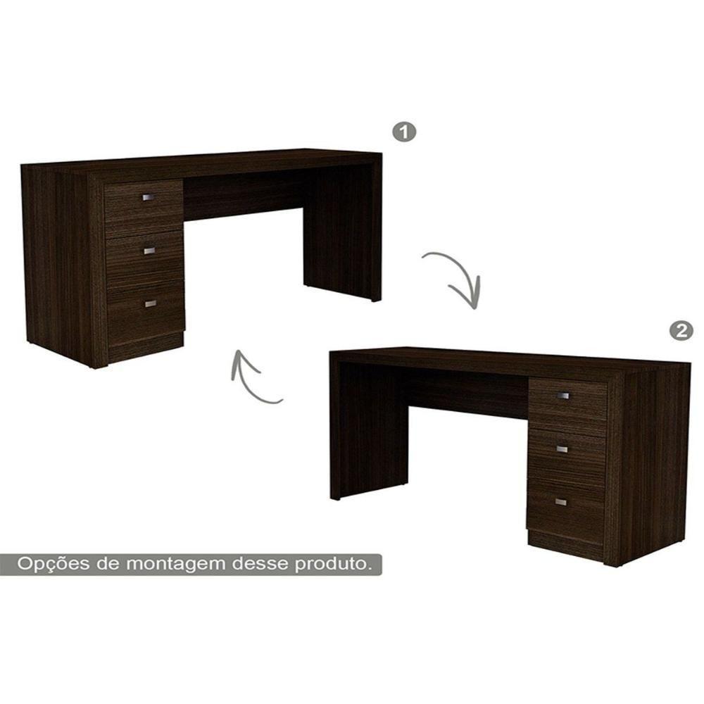 Mesa de Computador ME4102 c/ 3 Gavetas Amêndoa - Tecno Mobili - 5