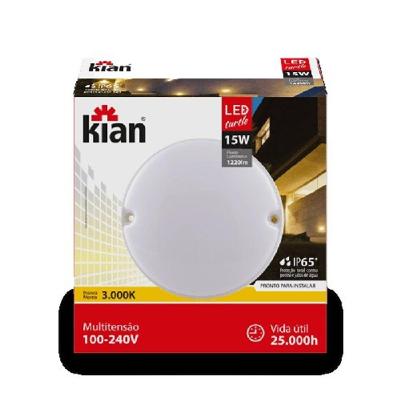 Kit 9 Luminárias Tartaruga 15w Redonda Branca Quente 3000k