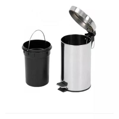 Lixeira Inox Prateada 8l Com Pedal E Cesto Removível – Luxo Retrô Vintage Para Banheiro E Cozinha