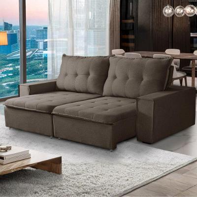 Sofá Retrátil Reclinável Valentino 2,10m Linho - Shop Das Ca Tabaco