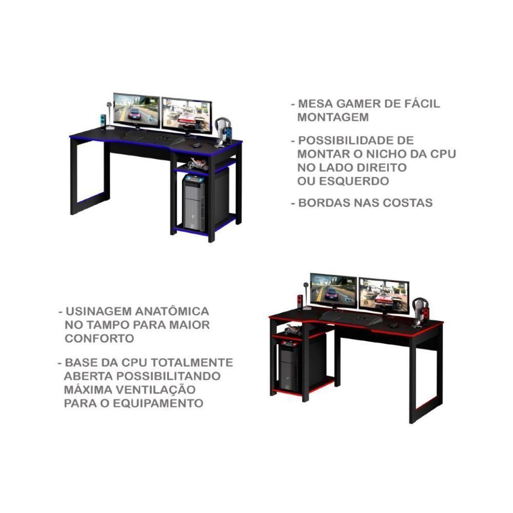 Mesa Computador Gamer ME4152 Preto/Vermelho - Tecno Mobili - 7