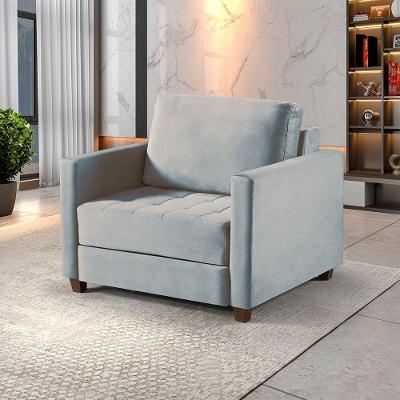 Sofá Cama 1 Lugar 100 Solteiro Paris Cinza C/ Castanho