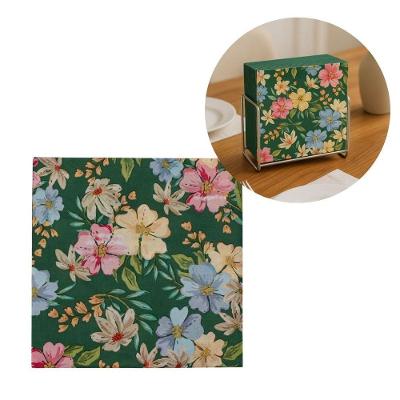 Guardanapo Decorado Verde Floral Luxo 20 Folhas 33cm - Tuut