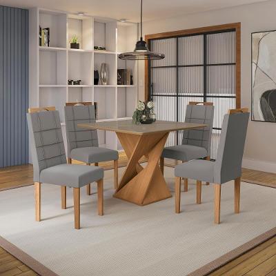 Conjunto Sala De Jantar Luna Kappesberg 4 Cadeiras Veludo Titanio