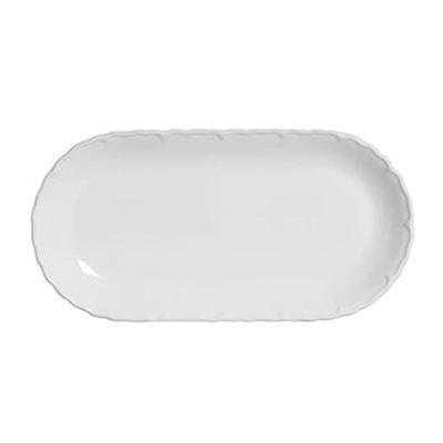 Travessa De Cerâmica Branca Oval Rasa Scalla 3,5×39,5×27,5cm