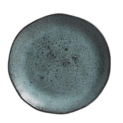 Prato Raso De Cerâmica Orgânico Azul Petroleum Porto Brasil Stoneware 26,5cm
