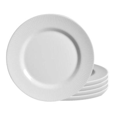 Jogo 4 Pratos Sobremesa Plissan Relevo Branco Cerâmica Alleanza 20cm