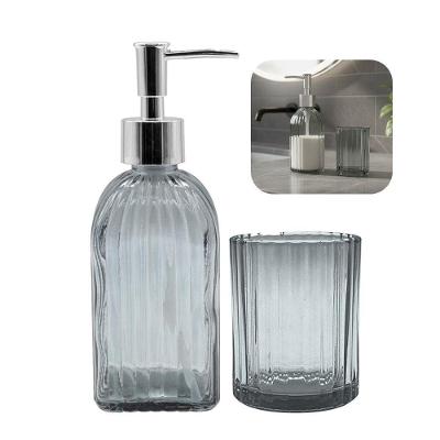 Jogo De Banheiro Kit 2 Peças Copo Pote Organizador E Porta Sabonete Vidro Cinza Em Casa Tem