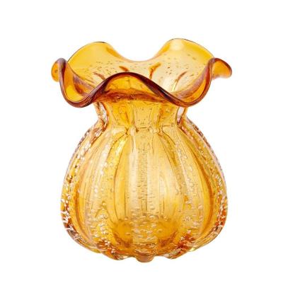 Vaso De Vidro Murano Flor Plantas Arranjos âmbar Trouxinha Veneza 10x11cm Mek