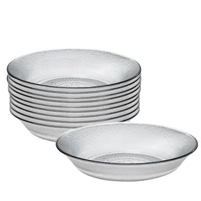 Jogo 10 Prato Fundo De Vidro Acquamarine Transparente 19,5cm Class Home