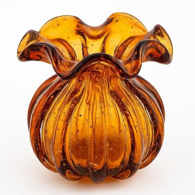 Vaso De Vidro Murano Flor Plantas Arranjos âmbar Trouxinha 10x11cm Lemis