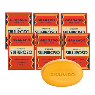 Kit 6 Sabonete Sulfuroso Granado Pele Oleosa Combate Acne Enxofre Base Begetal Em Barra 90g