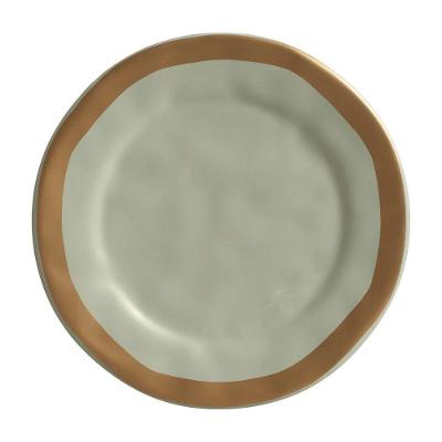 Prato De Sobremesa Cerâmica Verde Com Filete Amassada 20cm Scalla