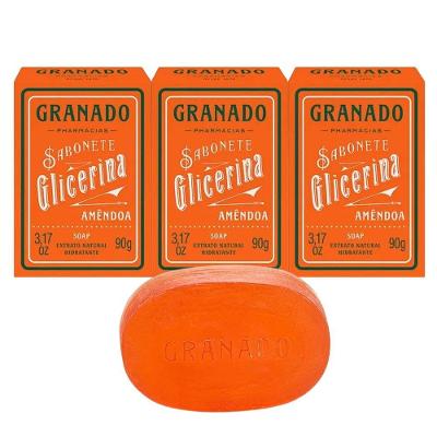 Kit 3 Sabonete Granado Extrato De Amêndoa Doce Glicerina Vegetal Natural Em Barra 90g
