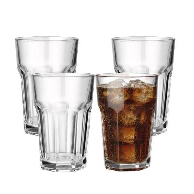 Jogo 4 Copo De Vidro Facetado Transparente água Suco 400ml Class Home