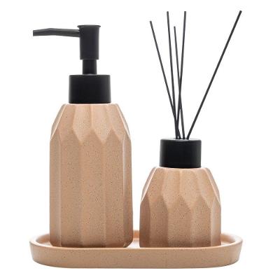 Jogo De Banheiro Kit 3 Peças Bandeja Difusor Porta Sabonete Cerâmica Terracota Aromatta Wolff
