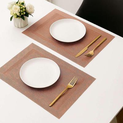 Jogo 2 Lugar Americano Retangular Mesa Pvc Rose Executivo 30x45cm Em Casa Tem