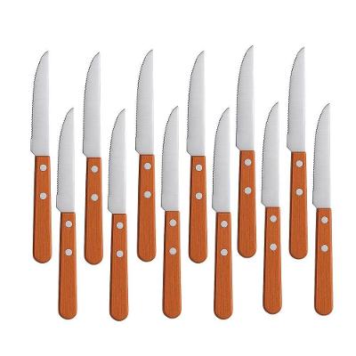 Jogo 12 Facas Cabo De Madeira Churrasco Astana 21cm Em Casa Tem