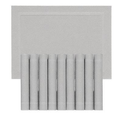 Jogo 10 Lugar Americano Retangular Mesa Pvc Cinza Claro Executivo 30x45cm Em Casa Tem