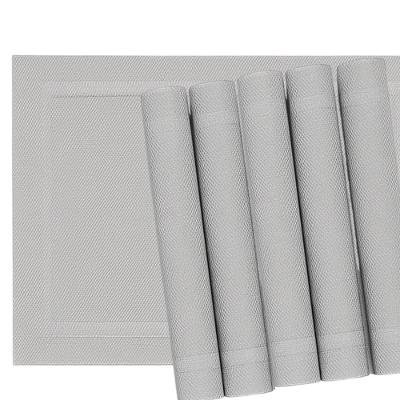 Jogo 6 Lugar Americano Retangular Mesa Pvc Cinza Claro Executivo 30x45cm Em Casa Tem