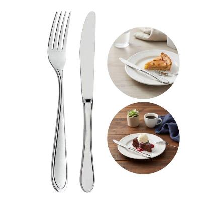 Jogo 12 Garfos E 12 Facas De Sobremesa Prata Inox Em Casa Tem Linha Bronze