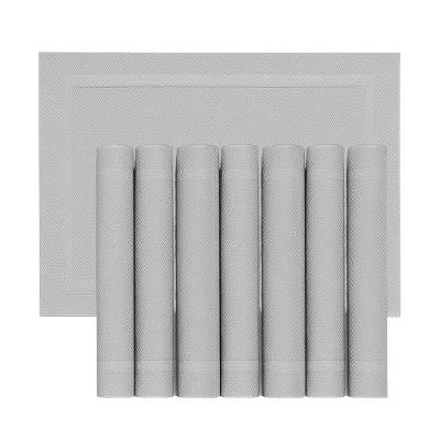 Jogo 8 Lugar Americano Retangular Mesa Pvc Cinza Claro Executivo 30x45cm Em Casa Tem