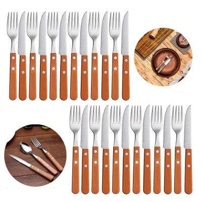 Jogo 12 Garfos E 12 Facas Cabo De Madeira Churrasco Astana 20cm Em Casa Tem