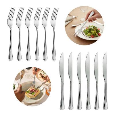 Jogo 6 Garfos E 6 Facas Aço Inox Cor Prata Linha Silver Em Casa Tem 21cm