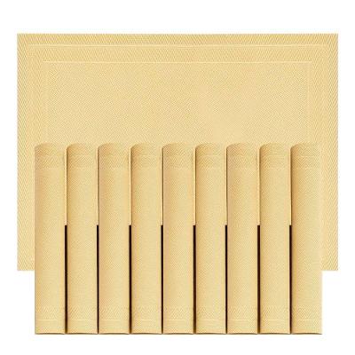 Jogo 10 Lugar Americano Retangular Mesa Pvc Dourado Executivo 30x45cm Em Casa Tem
