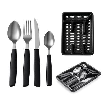 Faqueiro 24 Peças Com Suporte Gaveteiro Organizador De Talheres Baviera Preto Mek