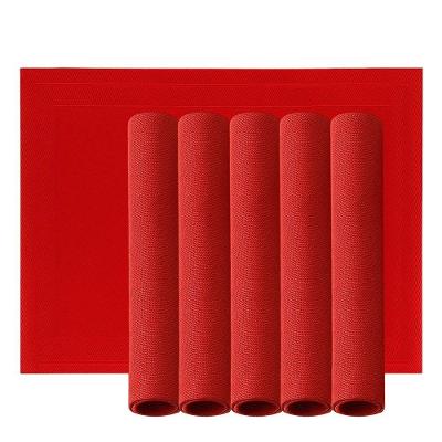 Jogo 6 Lugar Americano Retangular Mesa Pvc Vermelho Executivo 30x45cm Em Casa Tem