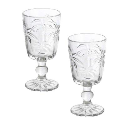 Jogo 2 Taças De Vidro Tropical Palm Tree Tropical Cor Transparente Para água 310ml