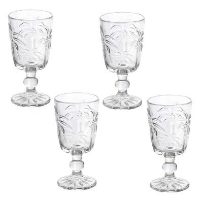 Jogo 4 Taças De Vidro Tropical Palm Tree Tropical Cor Transparente Para água 310ml