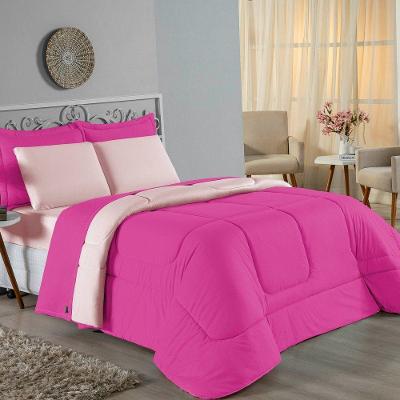 Edredom Casal Nobre 1 Peça Dupla Face 2,00m X 2,20m Malha 100% Algodão - Pink / Palha