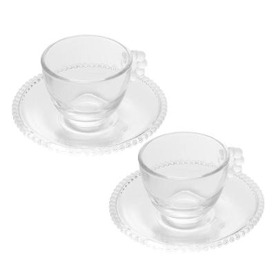 Jogo 2 Xícara De Café Com Pires Cristal Pearl Wolff Cor Transparente 90ml