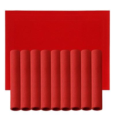 Jogo 10 Lugar Americano Retangular Mesa Pvc Vermelho Executivo 30x45cm Em Casa Tem