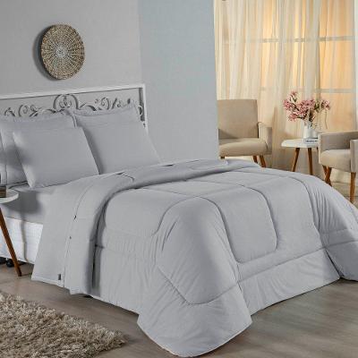 Edredom Queen Nobre 1 Peça Dupla Face 2,20m X 2,40m Malha 100% Algodão - Cinza