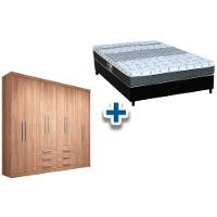 Cama Box Casal + Colchão Class Castor + Guarda Roupa Master 8.6 Atacama - 1