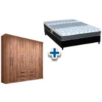 Cama Box Casal + Colchão Class Castor + Guarda Roupa Master 8.6 Atacama - 1