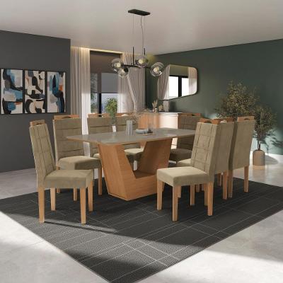 Conjunto Sala De Jantar Verbana Kappesberg 8 Cadeiras Veludo Bege