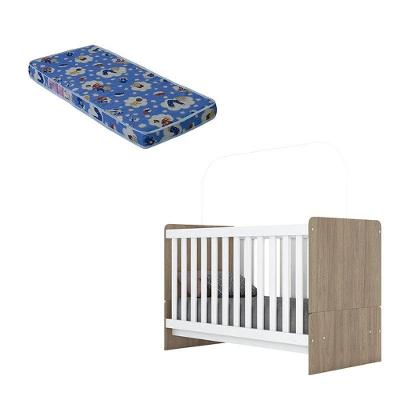 Berço Nacional Labirinto Rústico Branco Brilho Com Colchão Ortobom - Henn