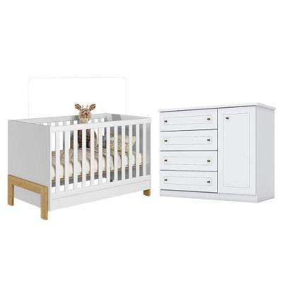 Berço Americano Mini Cama Fantasia Branco Acetinado - Qmovi E Cômoda Infantil Americano Branco Hp - Henn