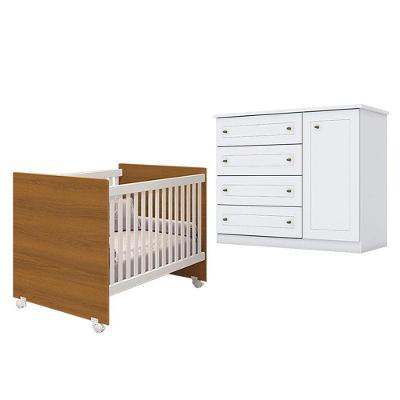 Berço Nacional Mel Branco Savana - Reller E Cômoda Infantil Americano Branco Hp - Henn