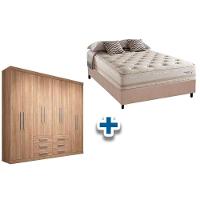 Cama Box Casal + Colchão Scotland Herval + Guarda Roupa Master 8.6 Atacama - 1