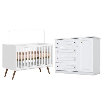 Berço Americano Q Encanto 3820 Retrô Branco Acetinado - Qmovi E Cômoda Infantil Americano Branco Hp - Henn