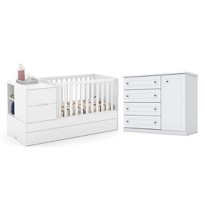 Berço Americano Multifuncional Formare Branco Acetinado - Matic E Cômoda Infantil Americano Branco Hp - Henn