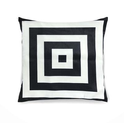 Capa Para Almofada Tecido Veludo Quadrado Preto E Branco - D'rossi