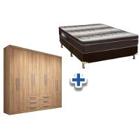 Cama Box Casal + Colchão Light Ortobom + Guarda Roupa Master 8.6 Atacama - 1